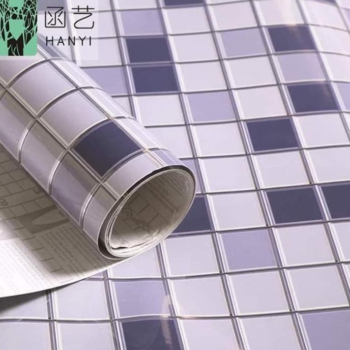 Aman Wallpaper Sticker Dinding Dapur Kamar Mandi Ungu Bagus