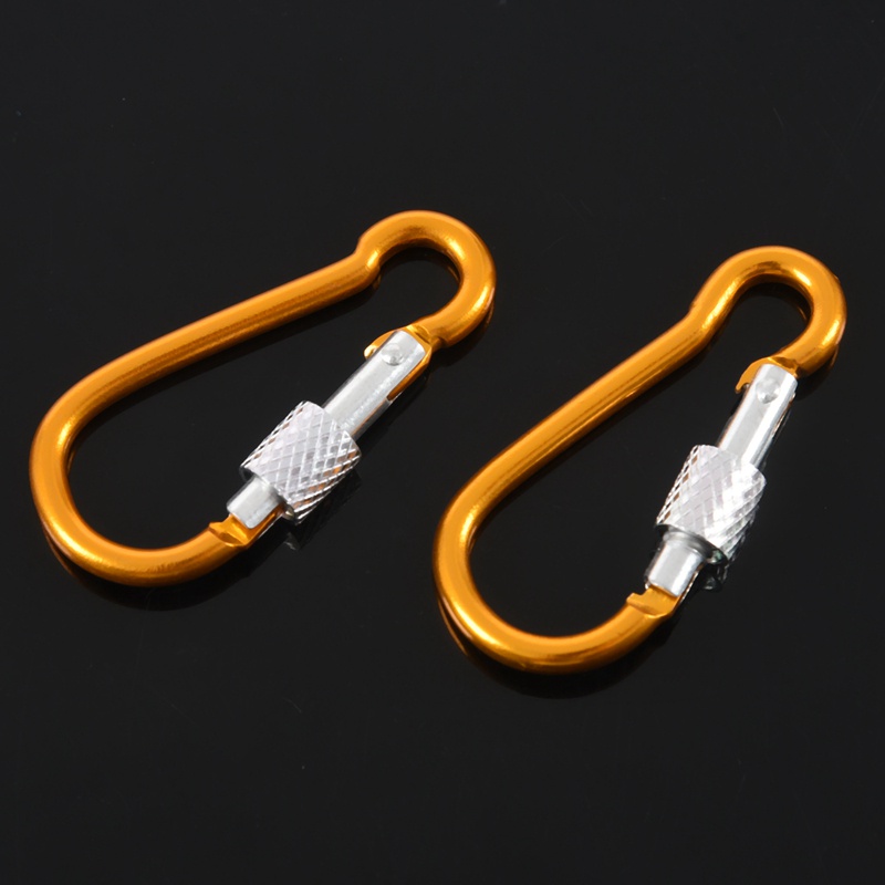 2pcs Klip Carabiner Bahan Aluminum Warna Emas Panjang 5cm Untuk Travel