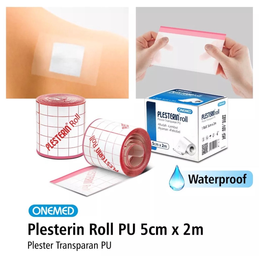 Plesterin Roll PU 5 cm x 2 m Onemed Plester Transparan Luka 5cm x 2m Plester Anti Air Plester Luka