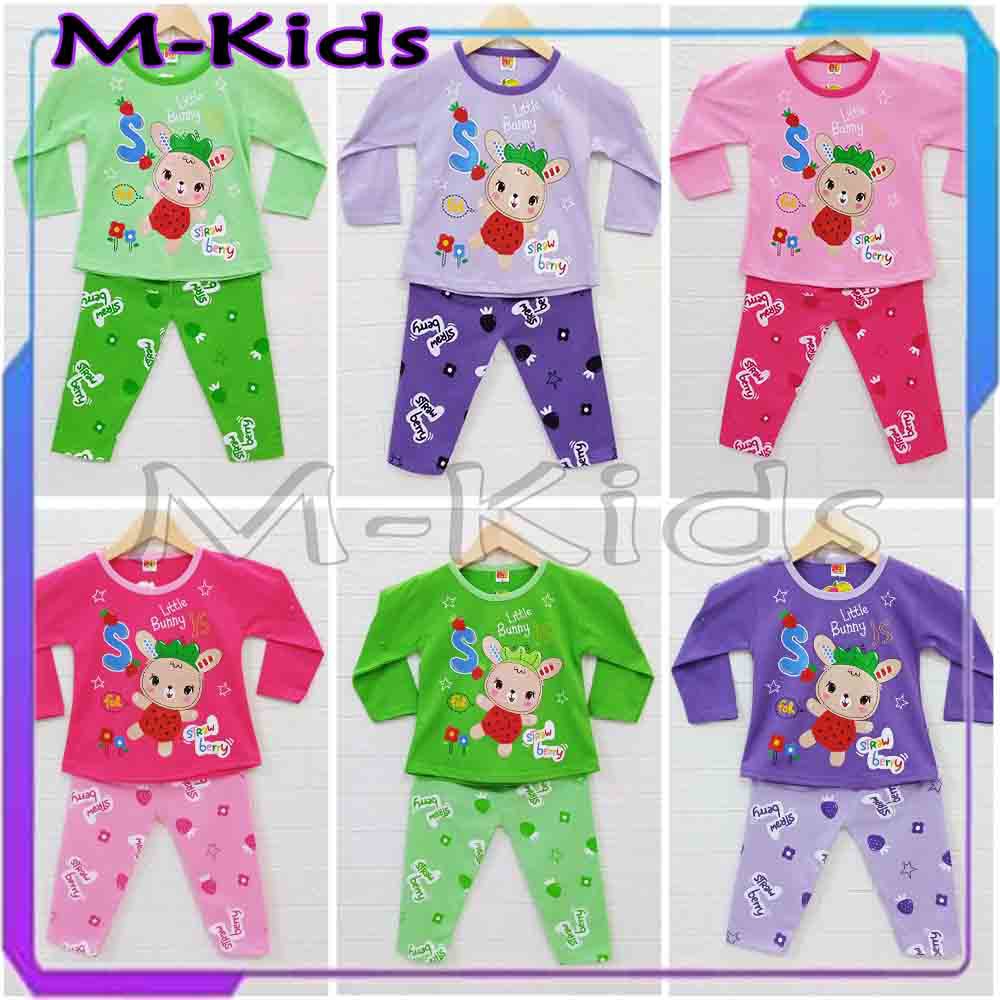 MKids88 - Baju Setelan Panjang KAOS Anak Perempuan Gambar Little Bunny / Kelinci