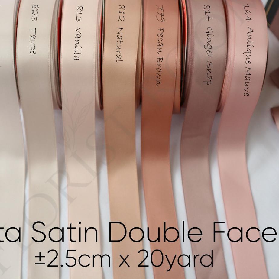 

た Pita Satin Double Face ±2.5cm x 20Yard - Ribbon - Wedding - Hampers ユ