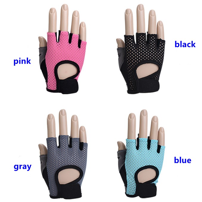 Girls sports fitness gloves yoga outdoor riding thin breathable half-finger gloves