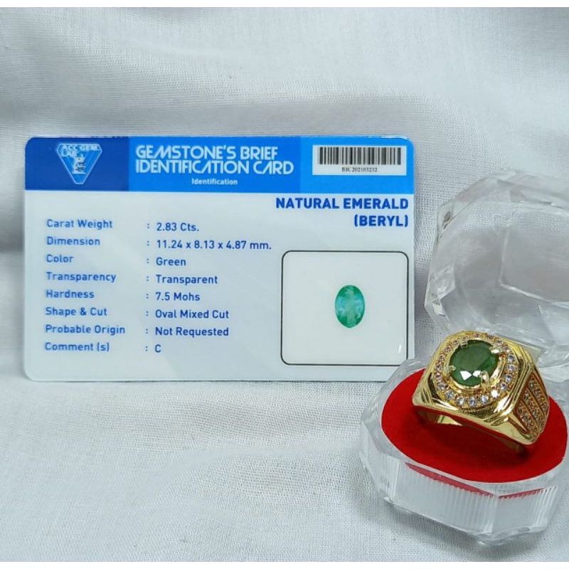 BATU cincin ZAMRUD COLOMBIA BERSERTIFIKAT MEMO  ASLI NATURAL