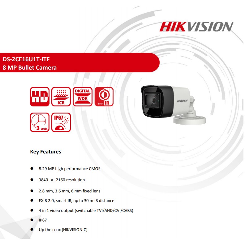 CCTV HIKVISION OUTDOOR DS-2CE16U1T-ITF 8MP