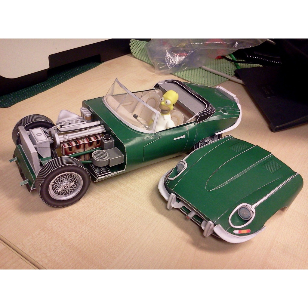 DIY Papercraft Kertas Pola Mobil Ford JAGUAR E-TYPE Jasmine 200gsm