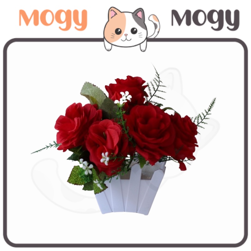 MOGYMOGY PT58 Pot Tanaman Hias Bunga Hias Plastik Ornamen Pot Bongsai Artificial Flower Decoration