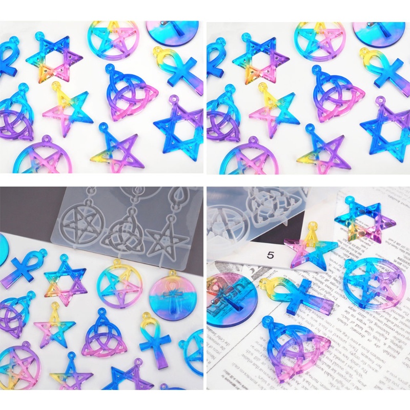 SIY  Magic Hexagram Spiritual Amulet Pendant Resin Casting Mold Celtics Pentagrams Pentacle Star Mold Jewelry Making Tools