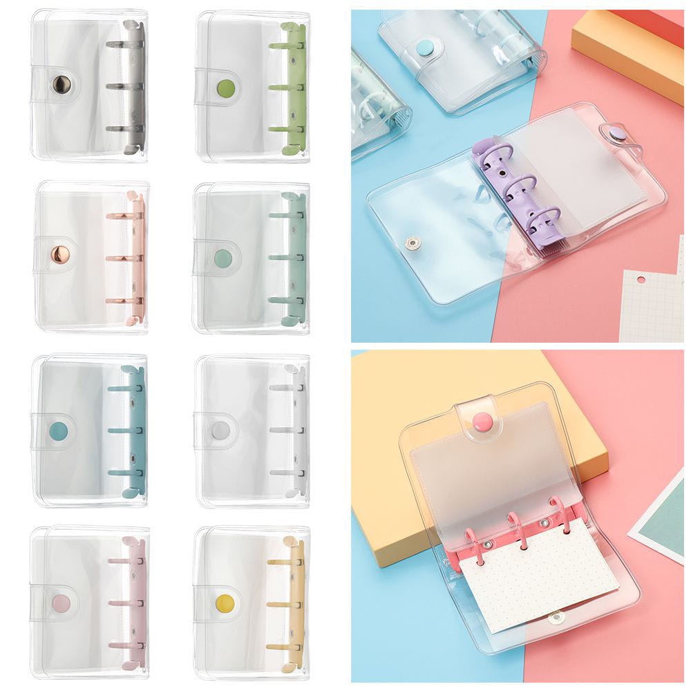 

A8 Clear Macaron Mini Binder Ring 3 Notebook Transparan Binder Mini ( Case + 1 sleeve only) tidak termasuk kertas