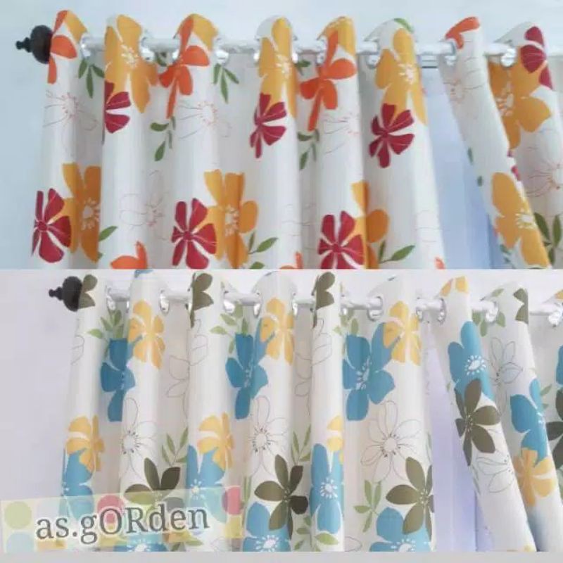 gorden jendela gorden pintu gorden blackout blazer bunga sakura biru orange