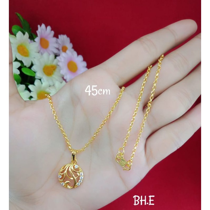 Kalung liontin perhiasan wanita emas muda kadar 35%