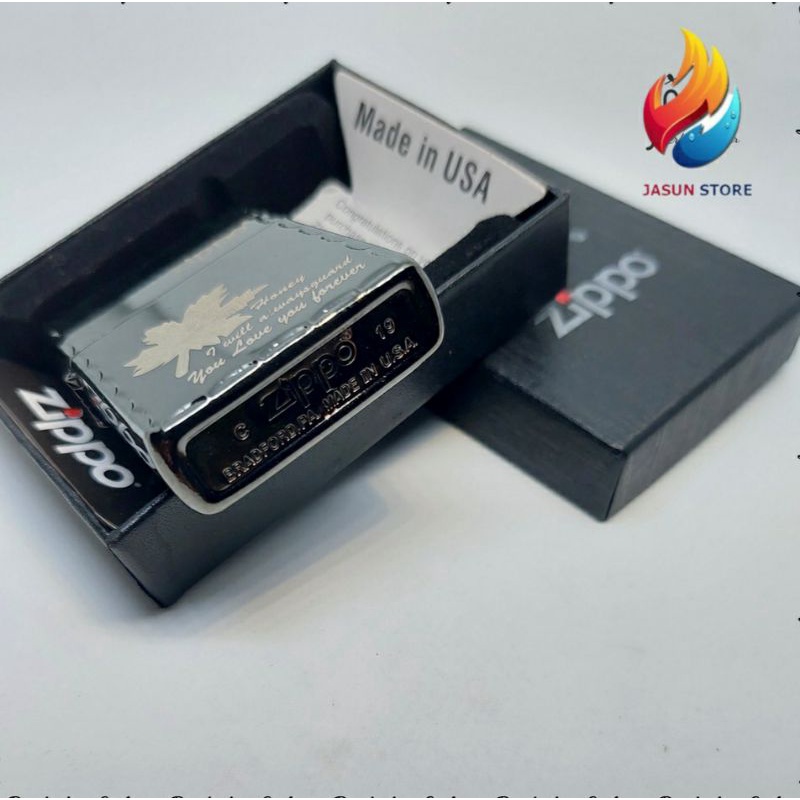 Korek Api Zippo Premium Original Black Ice Grafir Side Honey COD