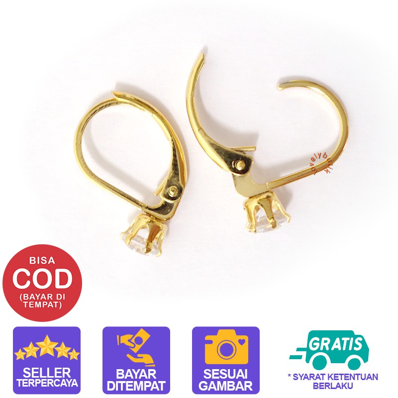 Lovelybutik Anting Desi Titanium Anti Karat Dewasa Anting Desi Mata Kecil Uk. 0,4