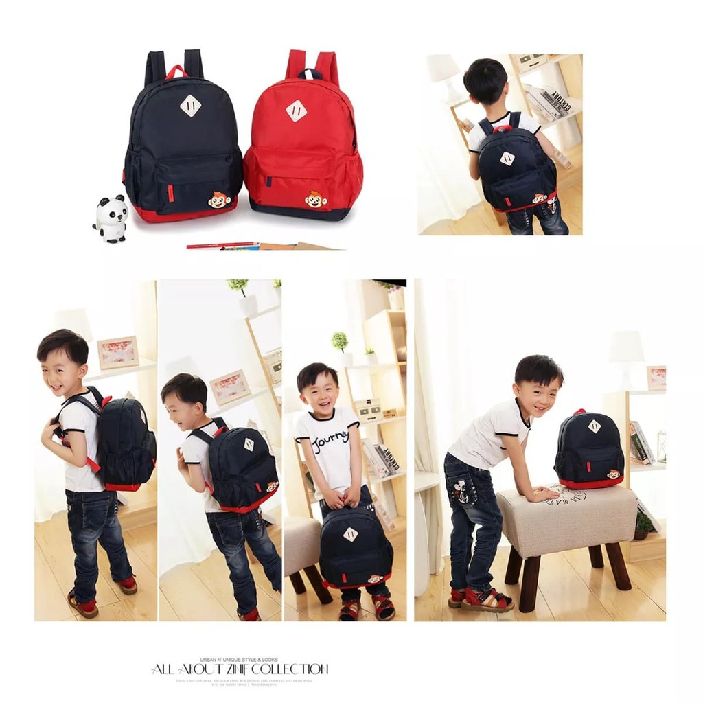 ARMELIA SHOP - Tas Ransel Sekolah Tas Ransel Anak TK Motif Monkey Tas Sekolah Anak Murah