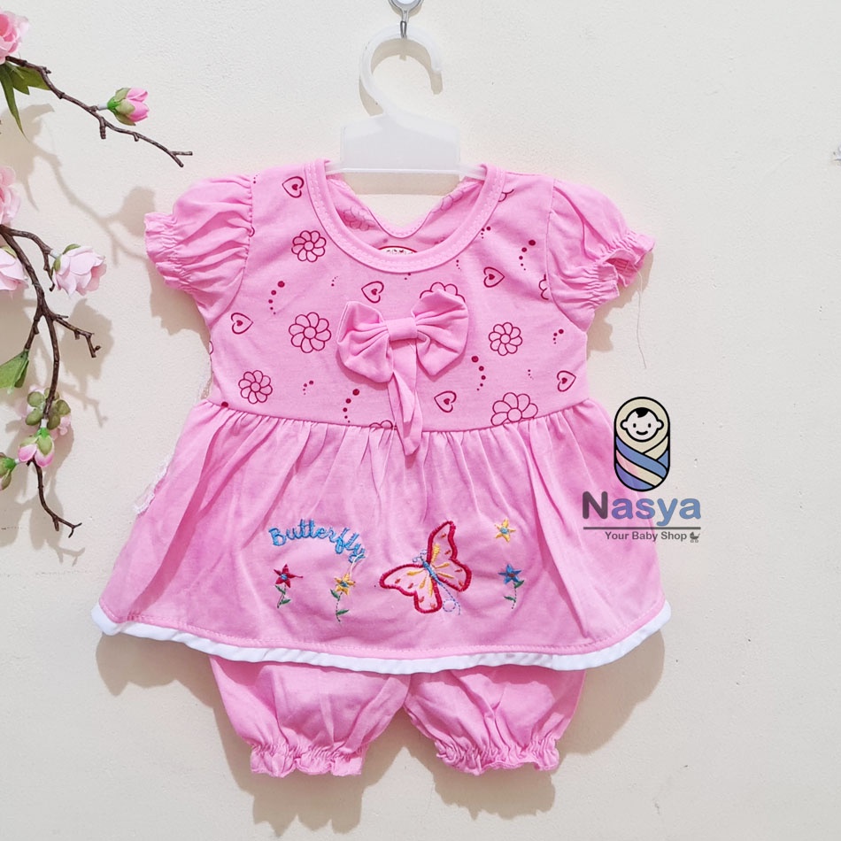 [N-085] Setelan baju bayi perempuan pita lucu MURAH - Naomi (3-6m)