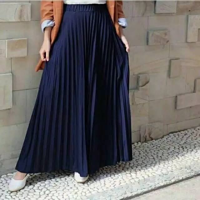 Rok plisket bahan jersy