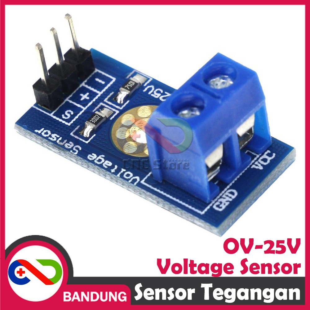 SENSOR TEGANGAN VOLTAGE SENSOR DIVIDER DC 0-25V ARDUINO RASPBERRY PI MIKROKONTROLLE