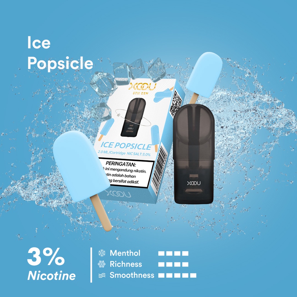 [PNCSID] [RELX COMPATIBLE] XOOU Mint Flavour Pods / Cartridge - Ice Popsicle