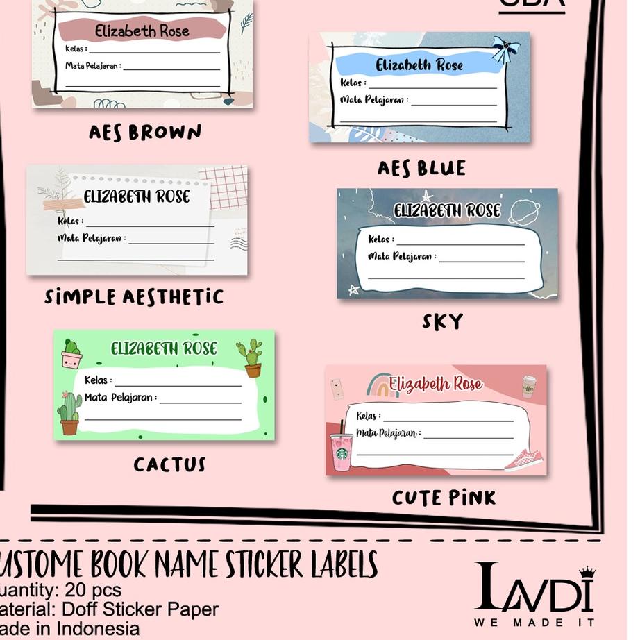 

【BIG Sale】 Sticker Buku Pelajaran Custom Pakai Nama Aesthetic / Custom Book Name Stickers Discount Today