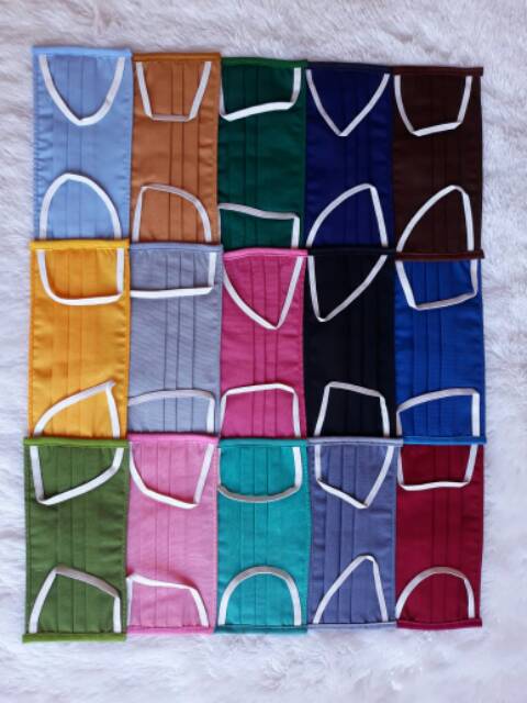 Masker Kain Earloop (Karet Telinga) Non Hijab Cantol di Telinga Oxford Grade A 1 Ply Tebal Murah