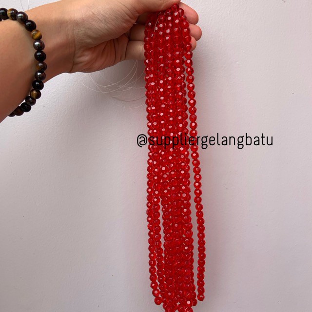 kristal bola dunia cutting 8mm RED quartz merah kuarsa ceko bulat