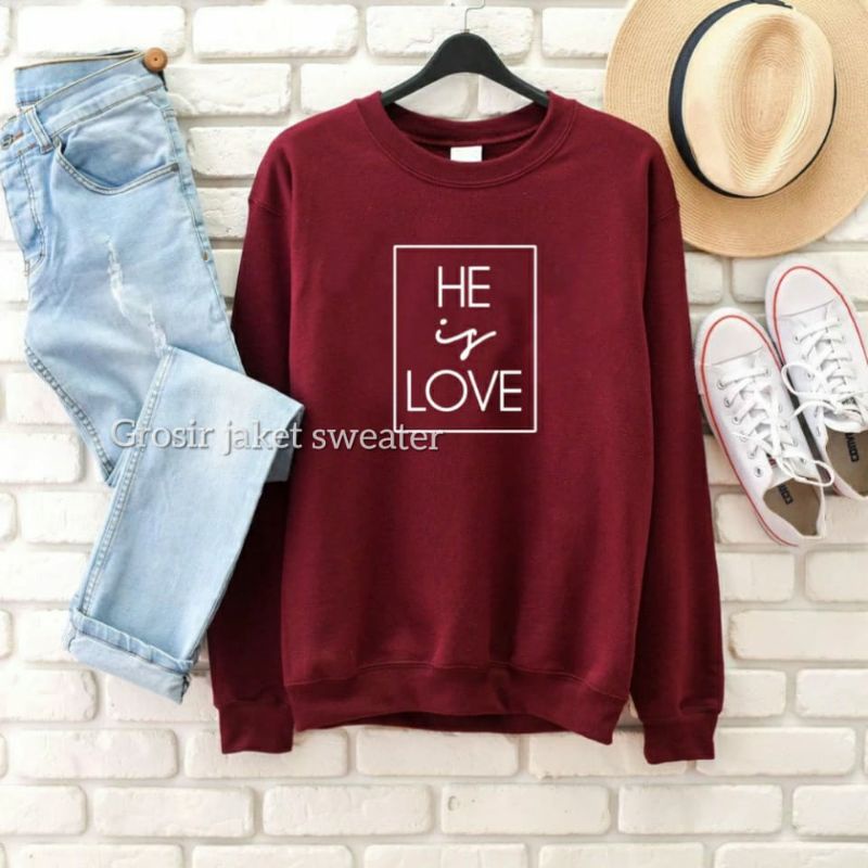 SWEATER BASIC PRIA WANITA (HE IS LOVE)