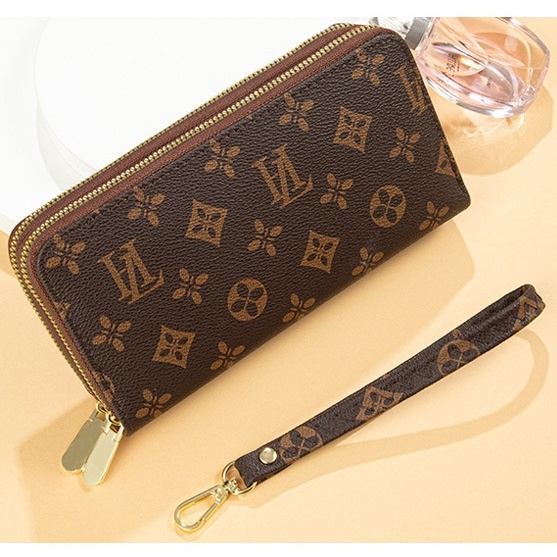 DOMPET PANJANG WANITA PREMIUM 2 RESLETING KULIT COKLAT CANDY WA446B7 BESAR MUAT HP CEWEK SLOT KARTU UANG  KOREA REMAJA KEKINIAN MURAH IMPORT BATAM BRANDED