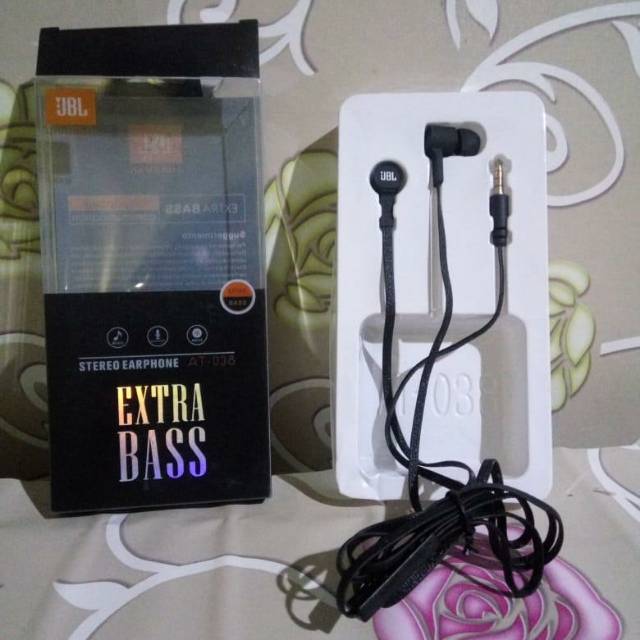 HEADSET JBL AT 038 stereo super extra bass competible henset jbl samsung oppo vivo xiaomi - hitam