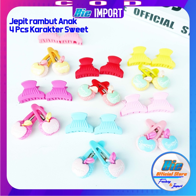 4 Pcs Jepit Tiptop Anak Karakter Premium Impor Best Seller