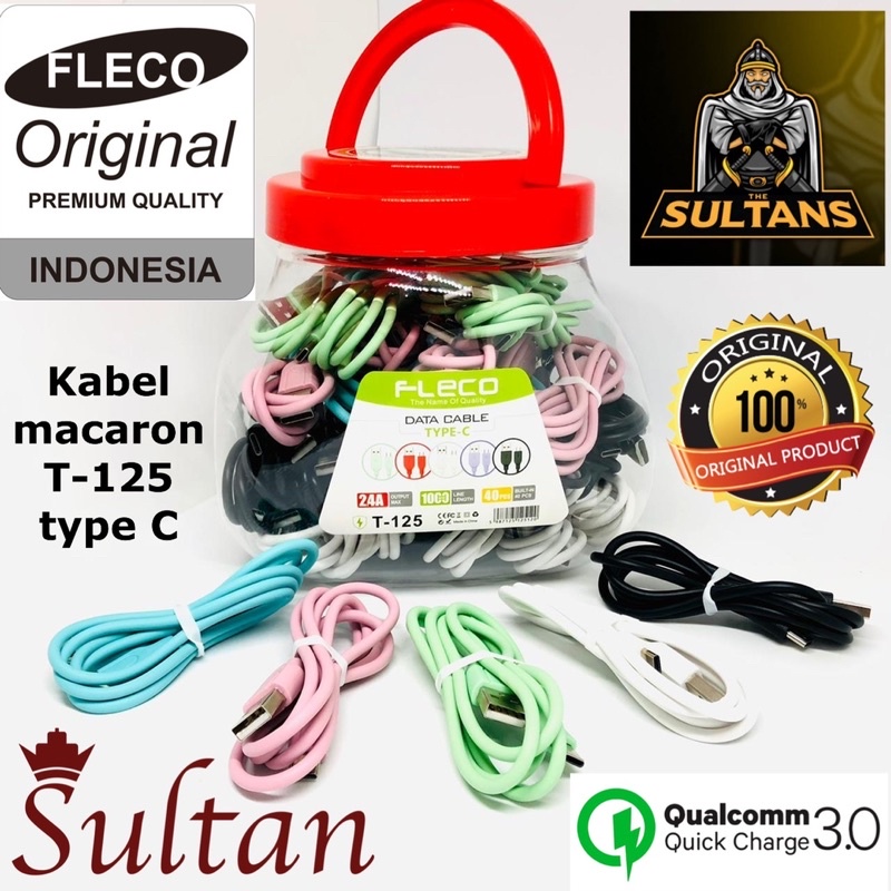 PROMO KABEL DATA FLECO T125 TYPE C MACARON SOFT COLOUR ORIGINAL FASTCHARGING TREN MASA KINI