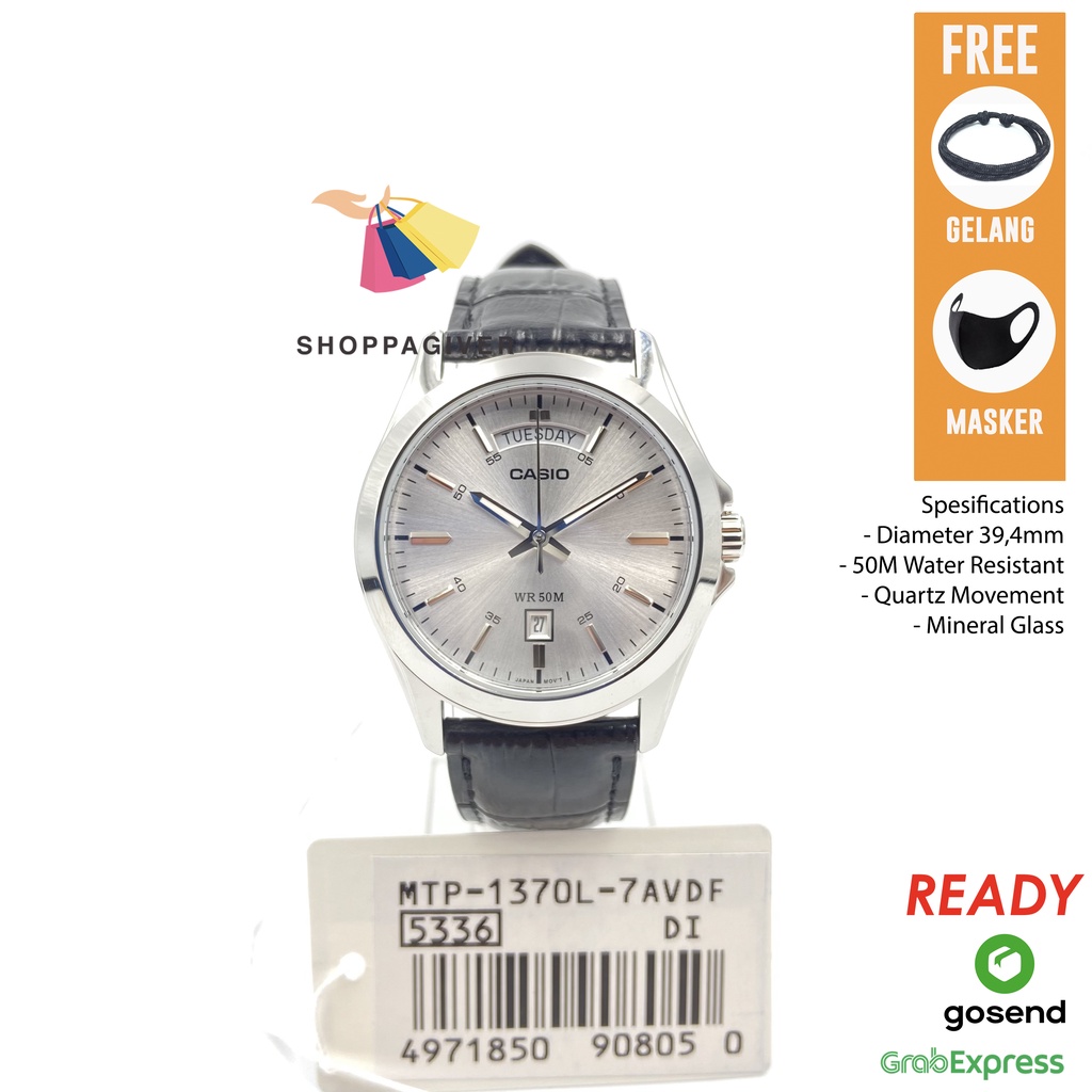JAM TANGAN PRIA CASIO ANALOG MTP-1370L / MTP-1370L-7A / MTP-1370L-7AVDF ORIGINAL - TALI KULIT - BERG