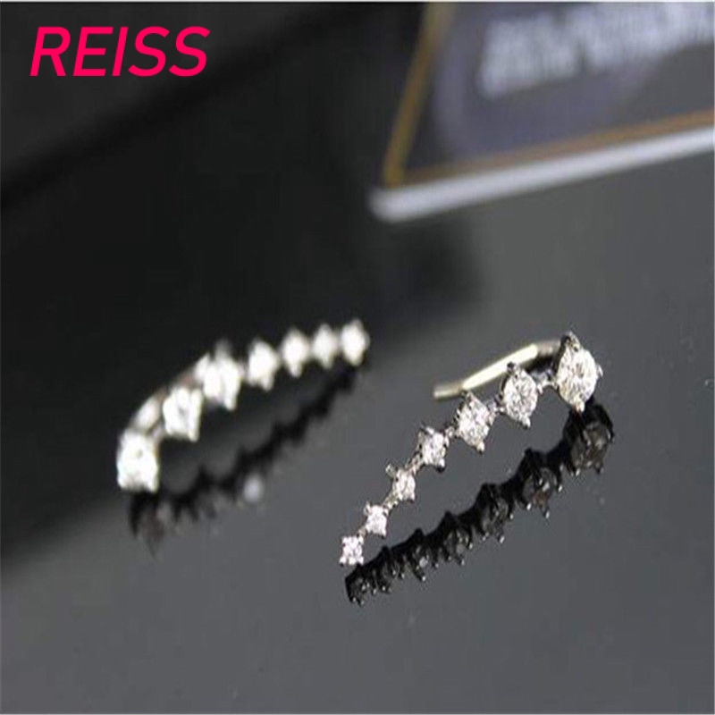 1 Pair Berlian Panjang Bridal Stud Earrings Shiny Ear Hook Emas &amp; Perak