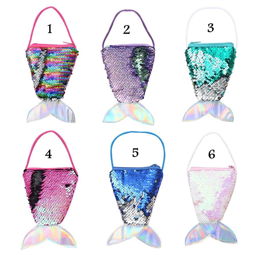 tas selempang koin anak model mermaid / tail sequins coin purse