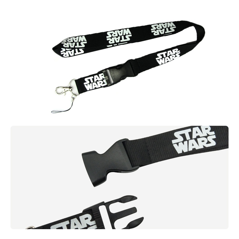 Black Lanyard Dengan Star Wars Gambar Kartu Pelindung Lengan Tali Leher untuk Ponsel ID Card Holder Gantungan Kunci Sling &amp; Aksesoris