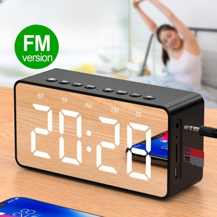AEC Jam Alarm Clock with Bluetooth Speaker TF AUX - BT501 - Black - BT50F