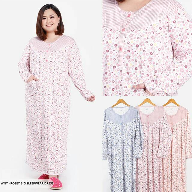 Daster panjang jumbo berbahan kaos Shabby by YELISHI &amp; BANXINMIAN (menyusui /busui Friendly )