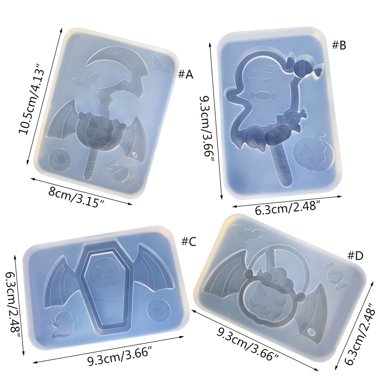 Siy Cetakan Resin Epoksi Uv Bentuk Labu / Hantu / Kelelawar Bahan Silikon Untuk Dekorasi Halloween