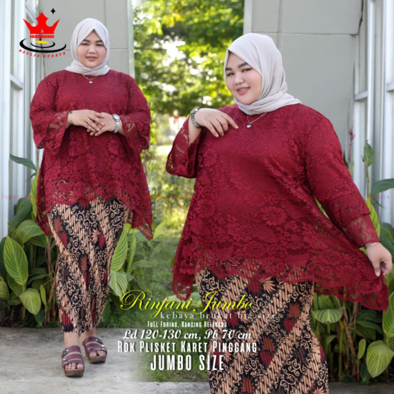 SET KEBAYA JUMBO LD 130 — KEBAYA RINJANI BIGE SIZE — KEBAYA JUMBO