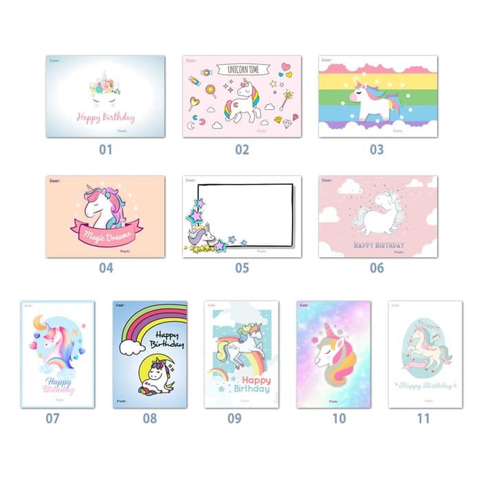 Kartu Ucapan Unicorn Serbaguna Birthday Goodie Bag Thankyou Card Ultah Shopee Indonesia