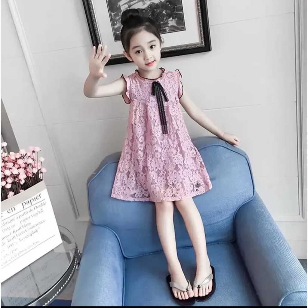 DRESS KIDS PREPI / DRESS ANAK / FULL BRUKAT / LAPIS PURING / LACE HITAM / TERBARU / TERPOPULER