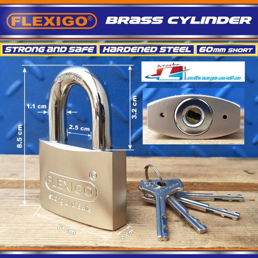 Gembok FLEXIGO Original Division Of Sherlock Padlock Short Pendek 60mm