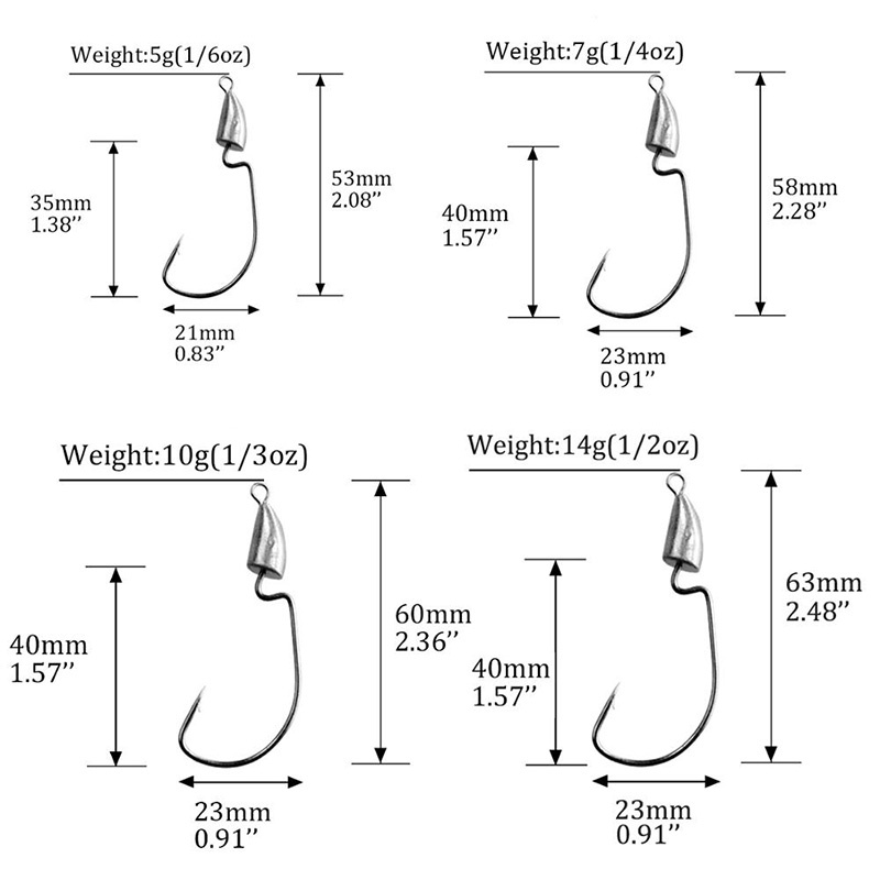 Lead Jig Head Fishing Hooks Bullet Sinker Jig Head Fishhook for Bass Trout Fishing Gear