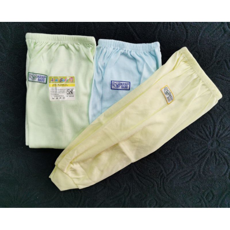 Isi 3pcs Baju Bayi Katun Warna Polos 0 - 3 Bln New Born Celana Bawahan Bayi/ Baju Bayi Set