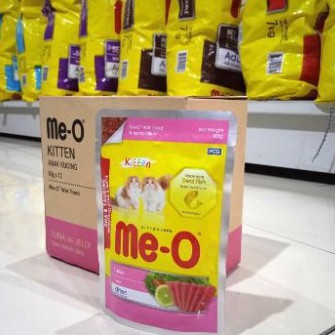 (paket 12 pcs ) meo pouch kitten tuna in jelly 80gr - meo sachet kitten