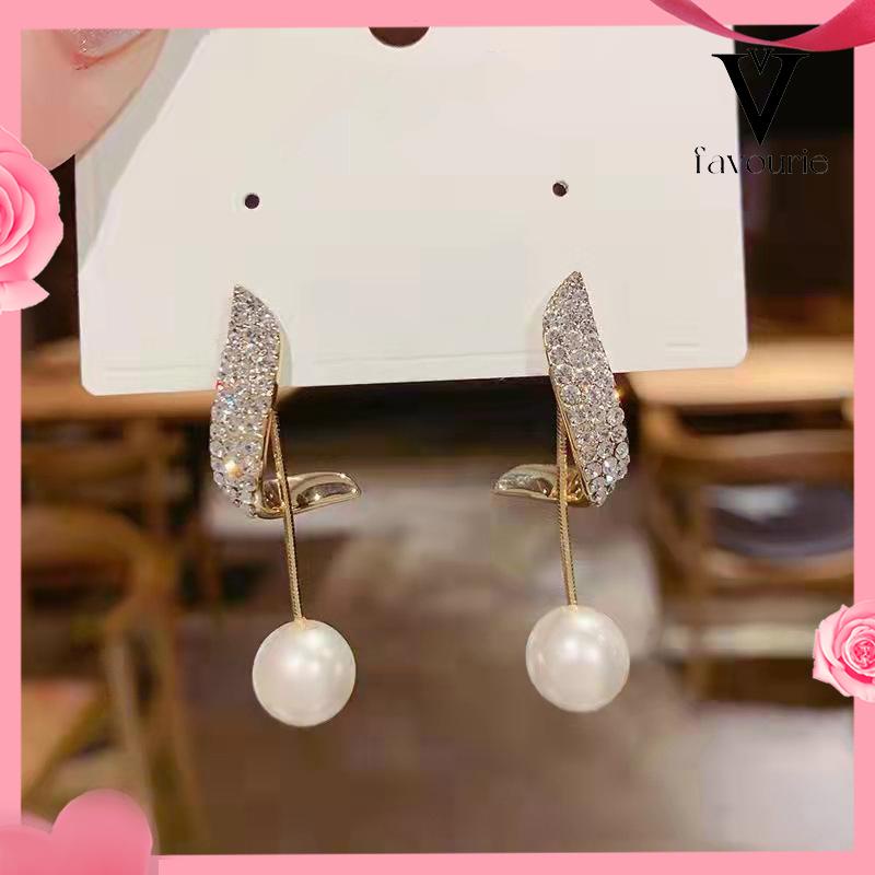 [COD]Anting Mutiara Berlian Elegan Anting Fashion Sederhana-FA