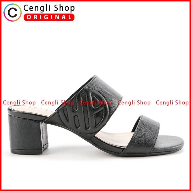 SANDAL HEEL KULIT HUSH PUPPIES HEELS WANITA ORIGINAL ASLI HITAM HW01