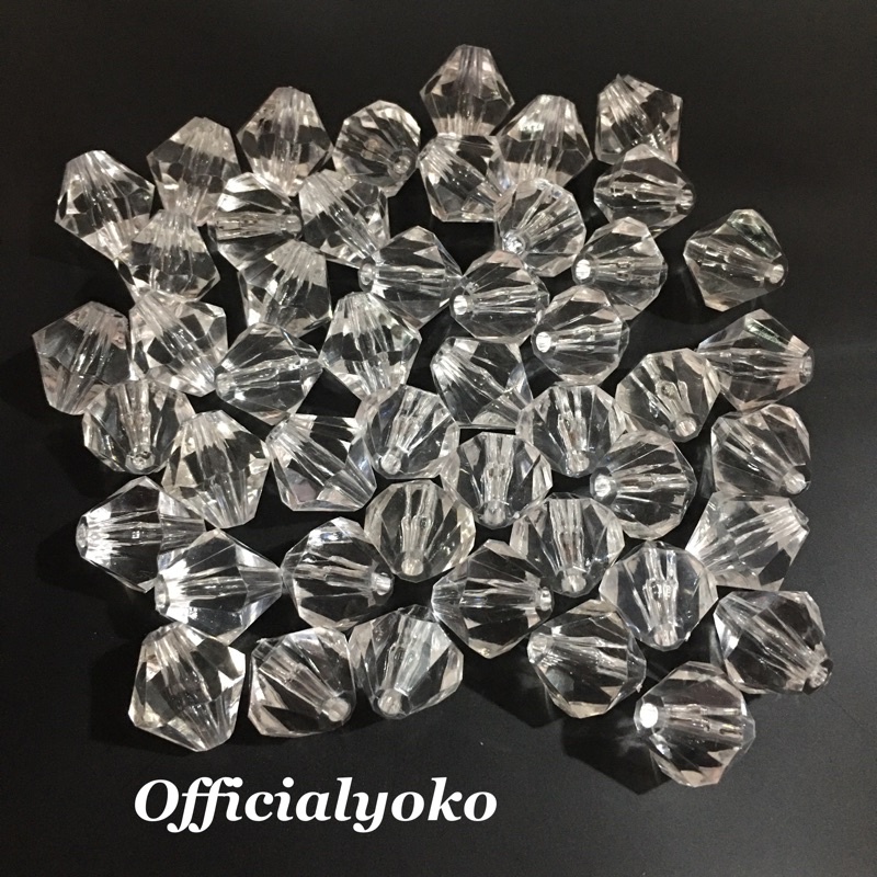 Manik Crystal Diamond Putih Bening 14mm (15gram)