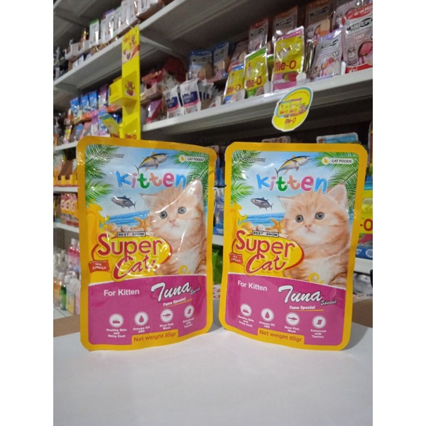super cat sachet pouch 85gr for kitten tuna