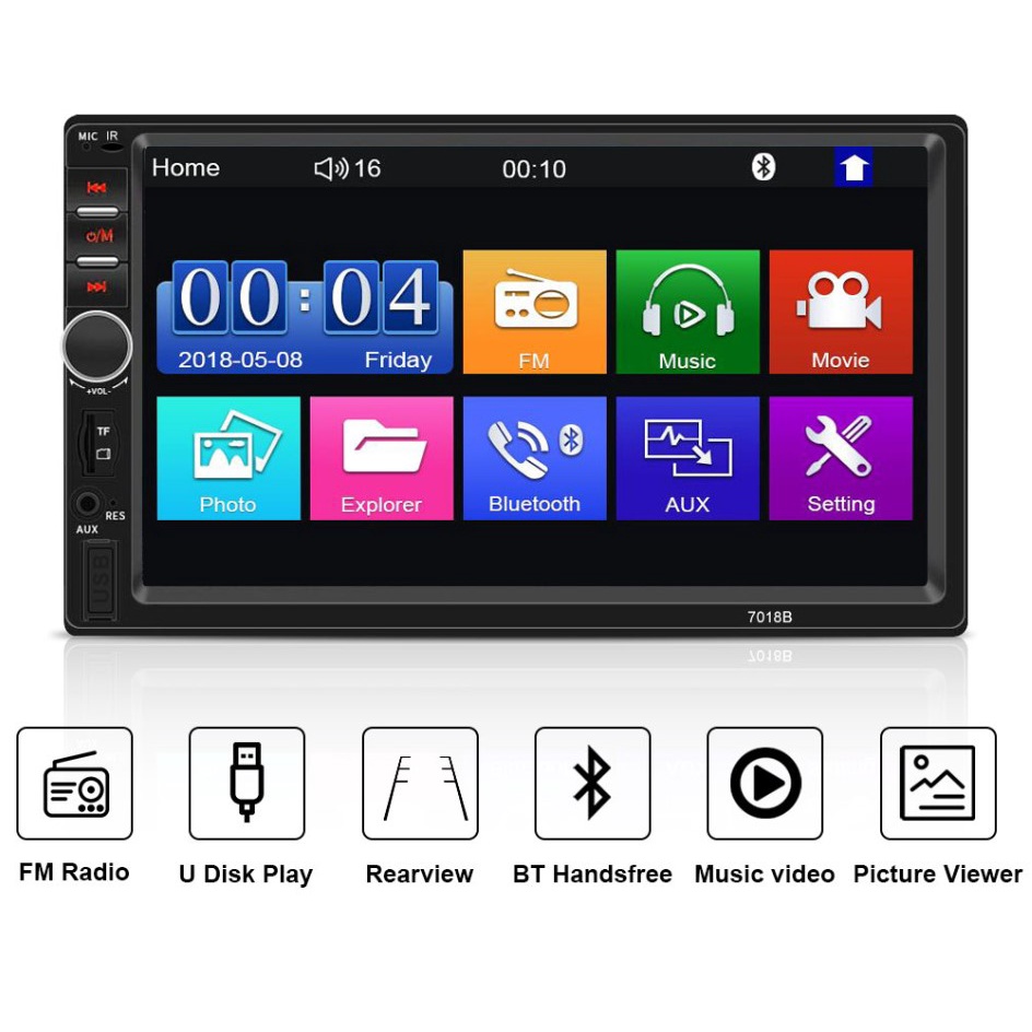 7018B 7010B 7021 Head Unit Double Din 7 Inch Bluetooth Audio TV Mobil Android Car MP3 MP5 Player Mirrorlink Touch Screen Radio audio mobil dan Kamera