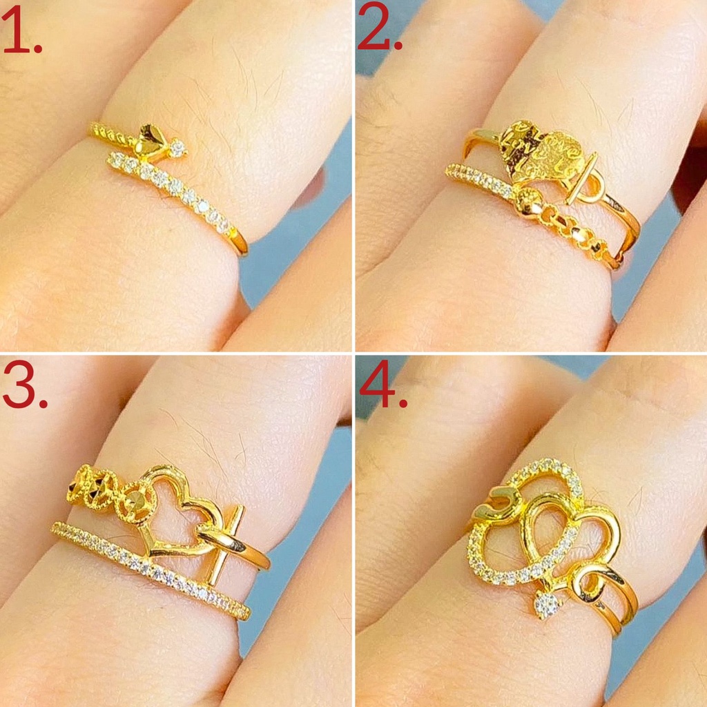 Cincin anak dan dewasa emas asli kadar 700 70 16k selisih baris love sarangheo 2 baris heart permata terbaru 1 satu dua gram gr g korean style nomor no 10 11 12 13 14 15 16 17