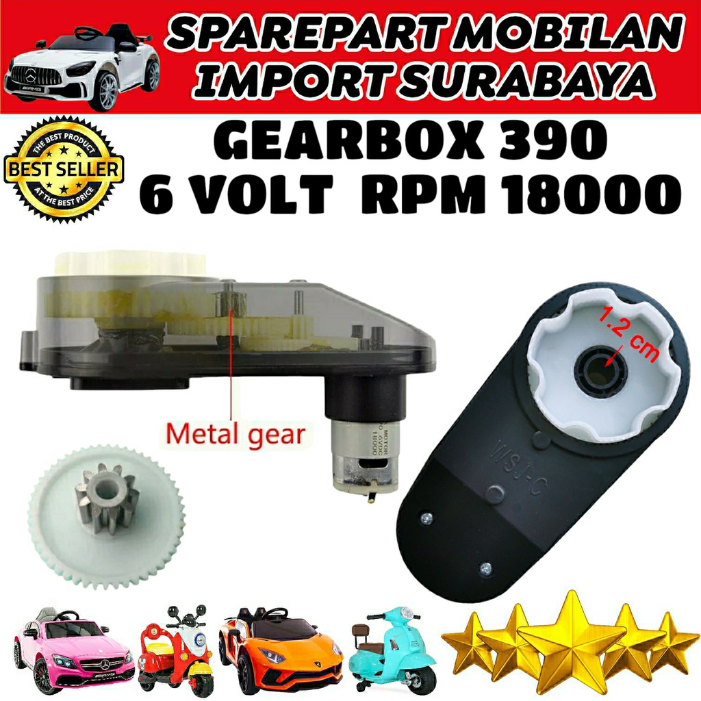 GEARBOX MOBIL MAINAN AKI ANAK GER BOX RS390 GEAR BOX RS 390 DINAMO PENGGERAK RODA RC REMOTE CONTROL